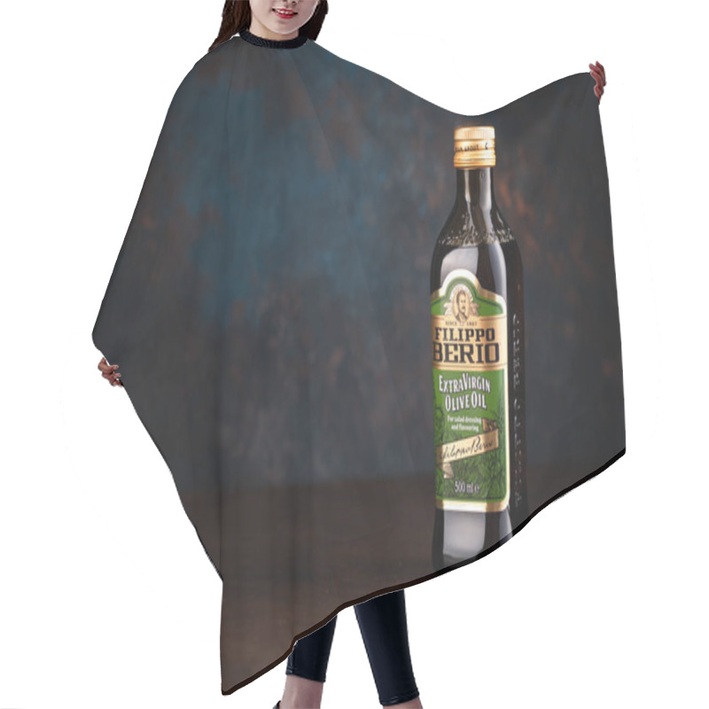 Personality  Olive Oil Filippo Berio Bottle On The Wooden Table Hair Cutting Cape