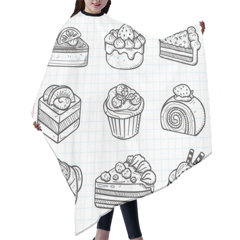 Personality  Doodle Cake Icons Hair Cutting Cape