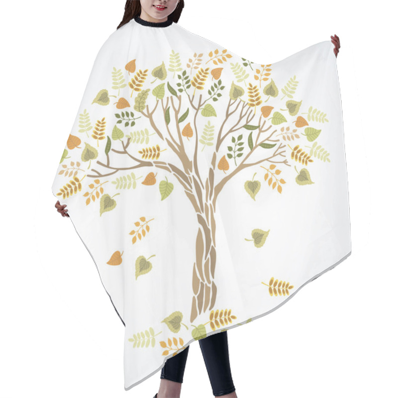 Personality  Vector Illustration Of Autumn Tree Hair Cutting Cape