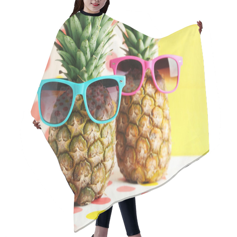 Personality  Ripe Pineapples With Sunglasses Hair Cutting Cape