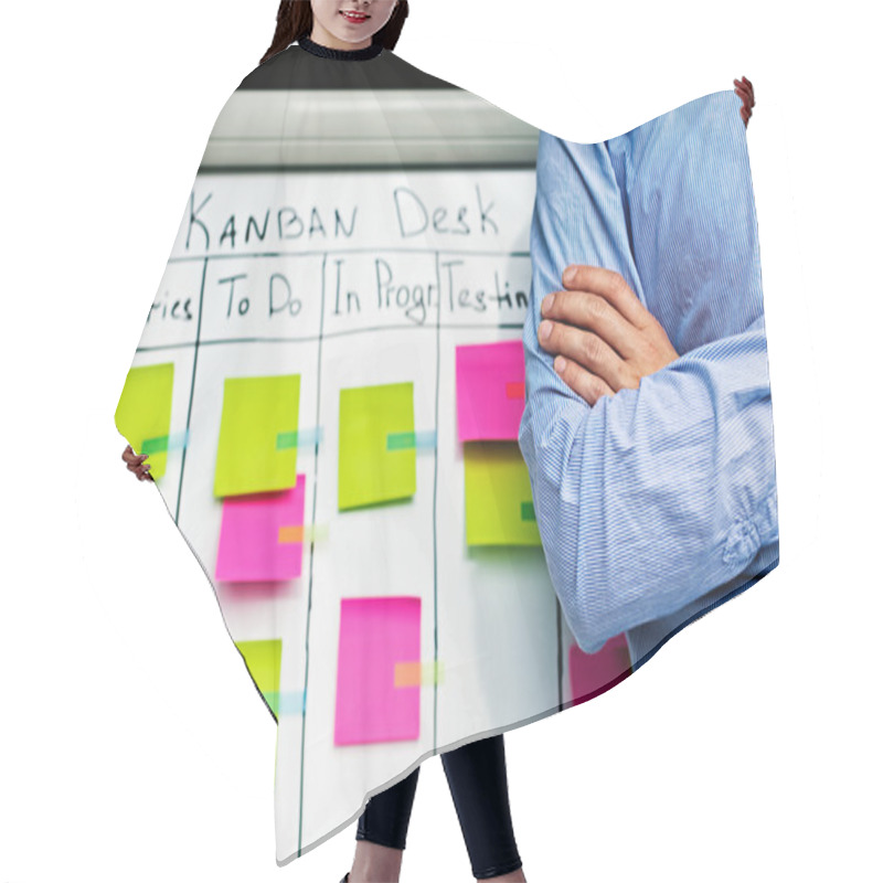 Personality  Image Of Kan Ban Desk To Do List Board Kanban With Post-it Notes. Hair Cutting Cape