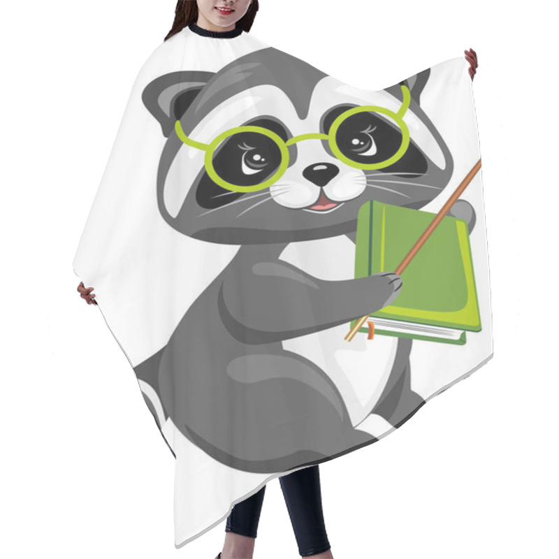 Personality  Cute Smart Raccoon With A Book Hair Cutting Cape