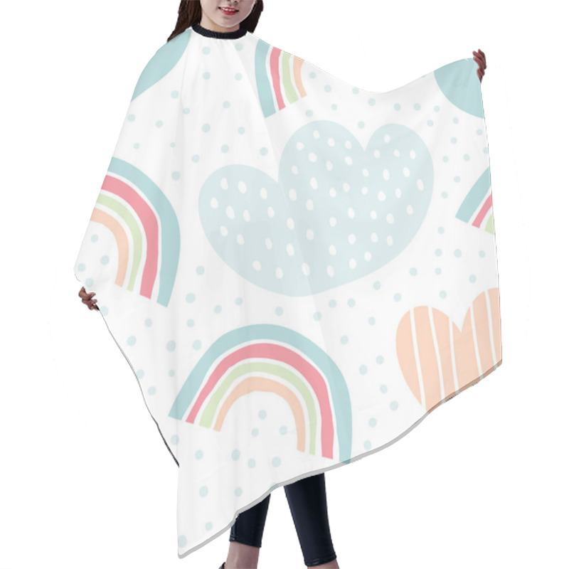 Personality  Childish Seamless Pattern Rainbows, Drops, Clouds Hair Cutting Cape