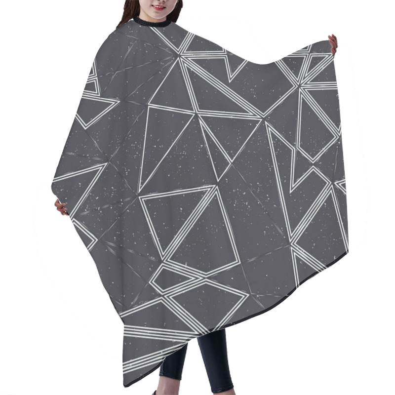 Personality  Monochrome Triangle Seamless Pattern With Grunge Effect. Hair Cutting Cape