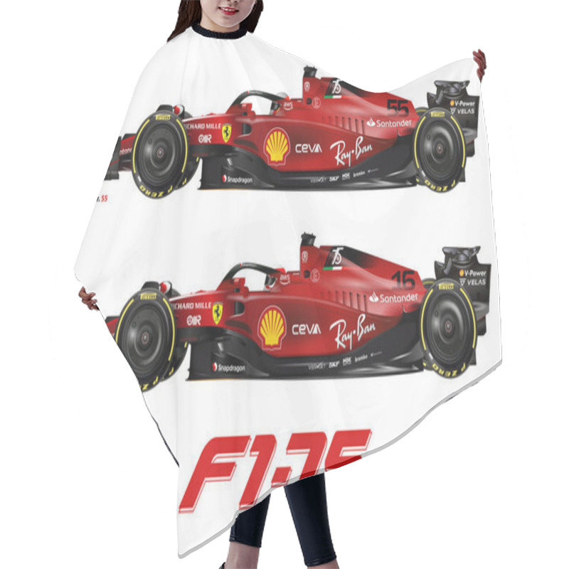 Personality  Maranello, Modena, Italy, February 2022, Ferrari F1 75 Formula 1, Carlos Sainz And Charles Leclerc, 2022 Formula One World Championship Hair Cutting Cape