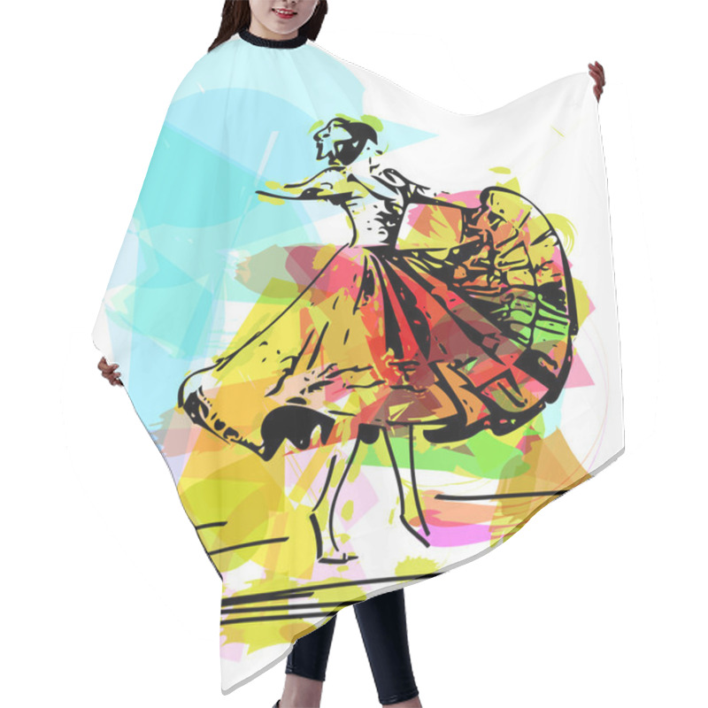 Personality  Illustration Of Woman Dancing Marinera Hair Cutting Cape