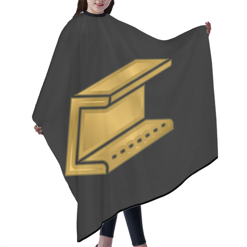 Personality  Beam Gold Plated Metalic Icon Or Logo Vector Hair Cutting Cape