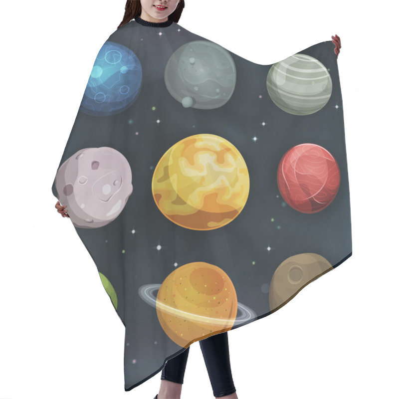 Personality  Comic Planets Set On Space Background Hair Cutting Cape