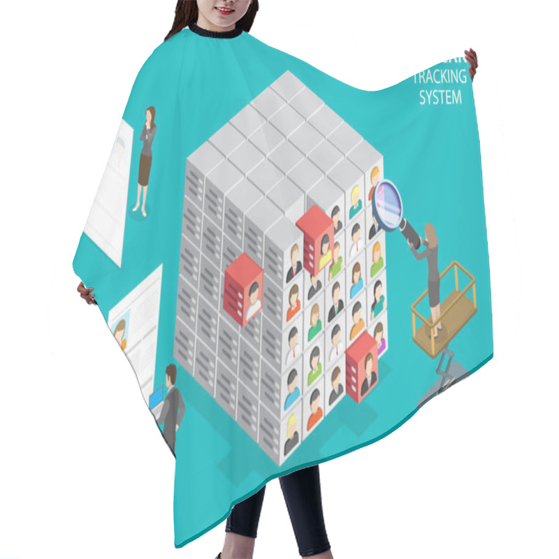 Personality  3D Isometric Flat Vector Conceptual Illustration Of Applicant Tracking System Hair Cutting Cape