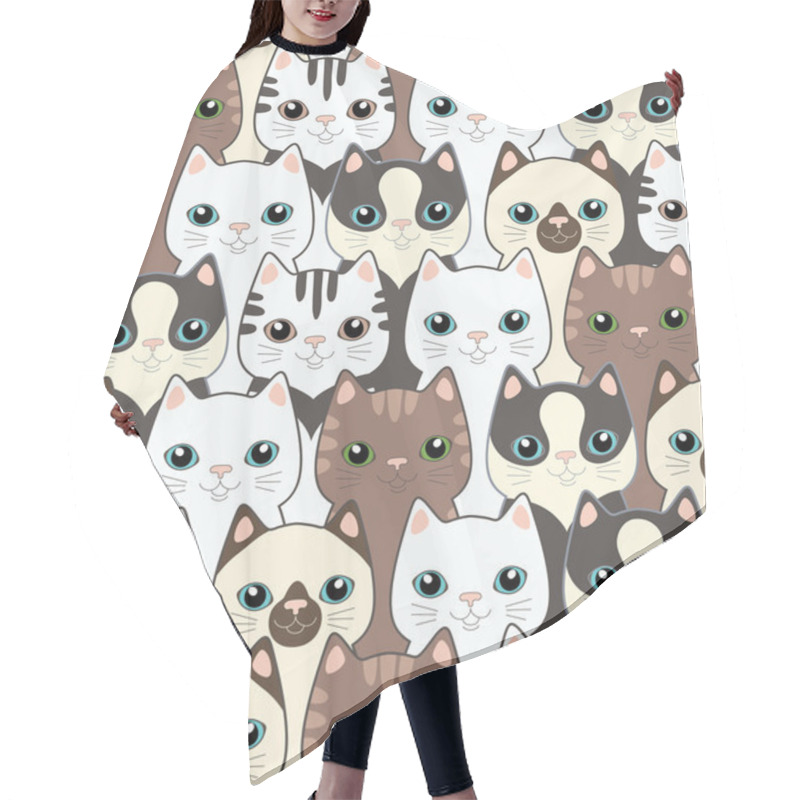 Personality  Funny Cartoon Cats. Seamless Pattern Hair Cutting Cape