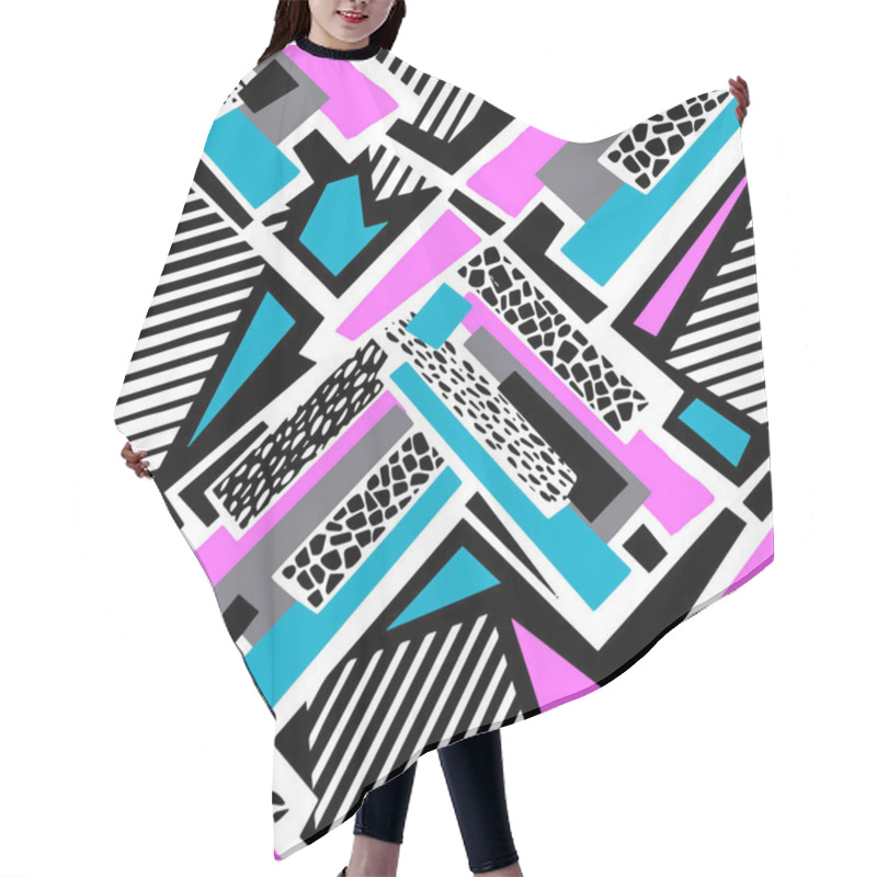 Personality  Geometric Curved Lines Graffiti Seamless Hand Craft Expressive Ink Hipster Pattern.Grunge Urban Dynamic Expressive Bright Painting.Print For Textile,apparel, Wrapping Paper. Hair Cutting Cape