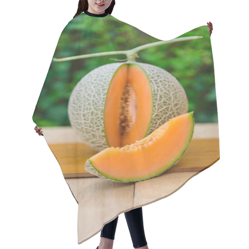 Personality  Closeup To Fresh Orange Melon On The Plate Hair Cutting Cape