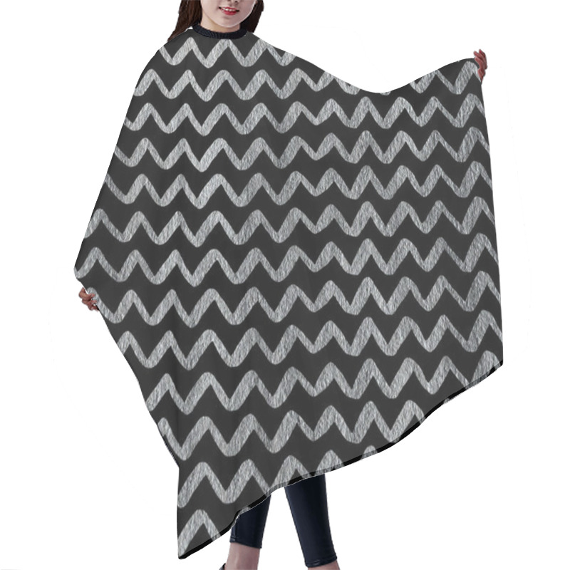 Personality  Silver Hand Drawn Stripes Background, Chevron. Hair Cutting Cape