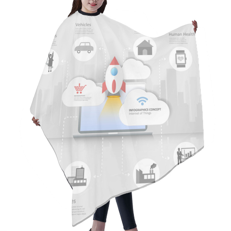 Personality  Design Internet Of Things Concept With Icons Set Hair Cutting Cape