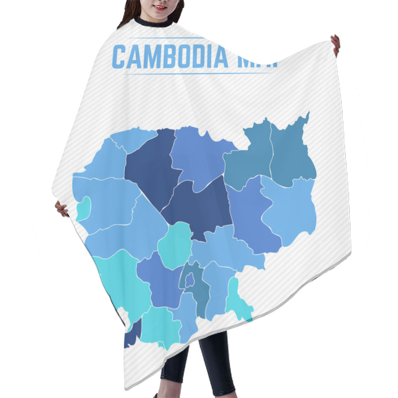 Personality  Cambodia Detailed Map With Regions Hair Cutting Cape