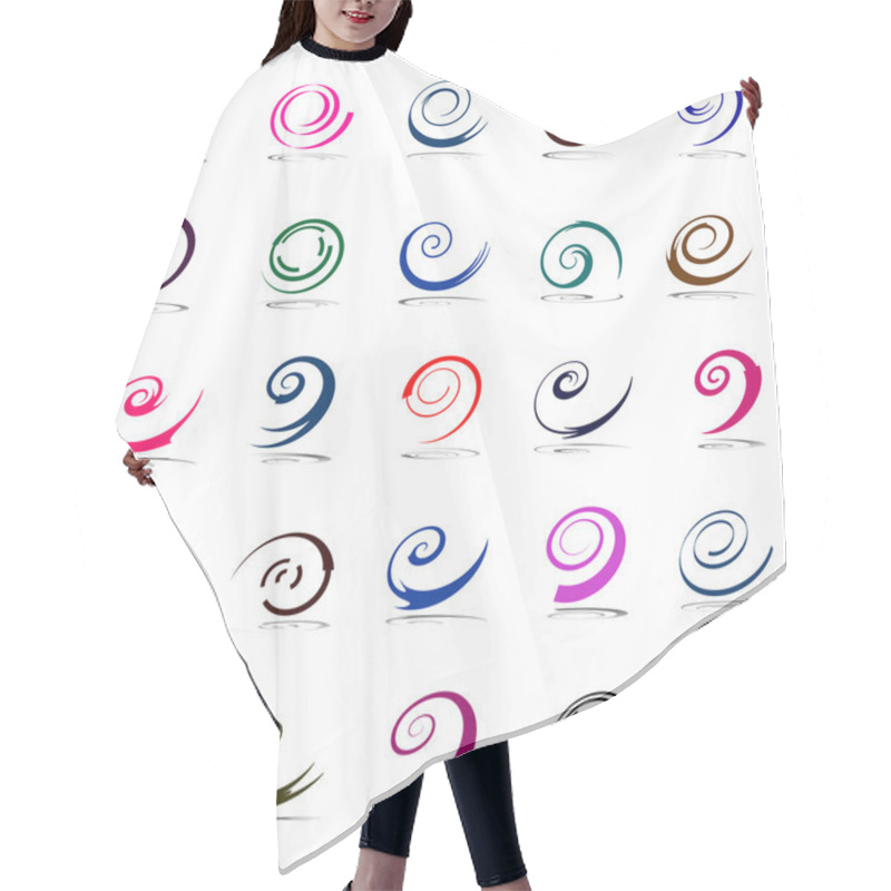 Personality  Design Elements Set. Spiral Movement. Hair Cutting Cape