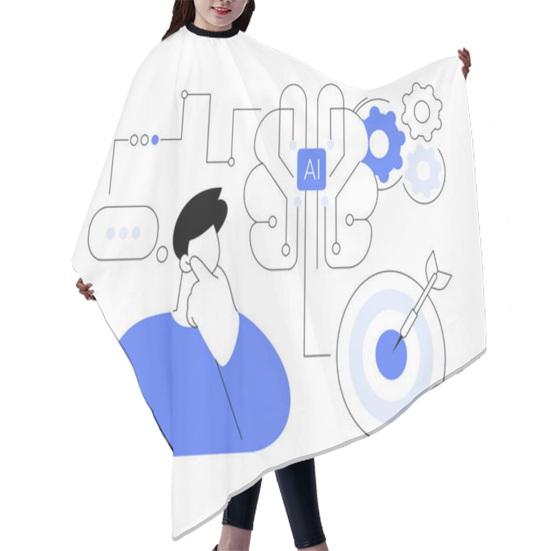 Personality  Data-Driven Decision Support By AI Abstract Concept Vector Illustration. Data Analysis. Generate Data-driven Recommendations, Assisting Decision-makers. AI Technology. Abstract Metaphor. Hair Cutting Cape