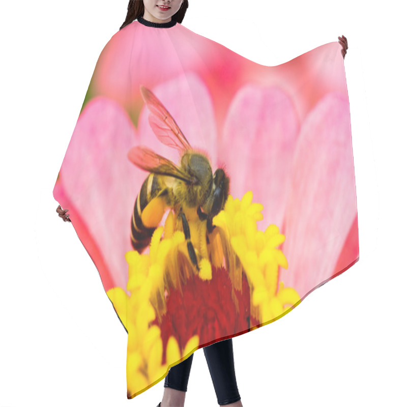 Personality  Pink Flower And Bee Hair Cutting Cape