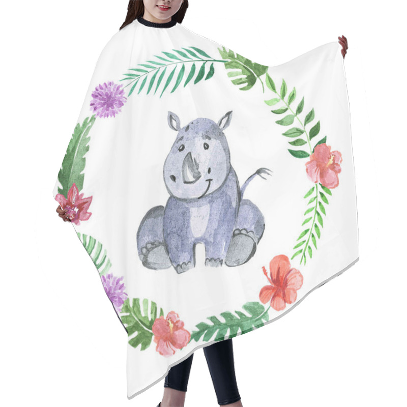 Personality  Cute Baby Rhino Animal For Kindergarten, Nursery, Children Clothing, Pattern Hair Cutting Cape