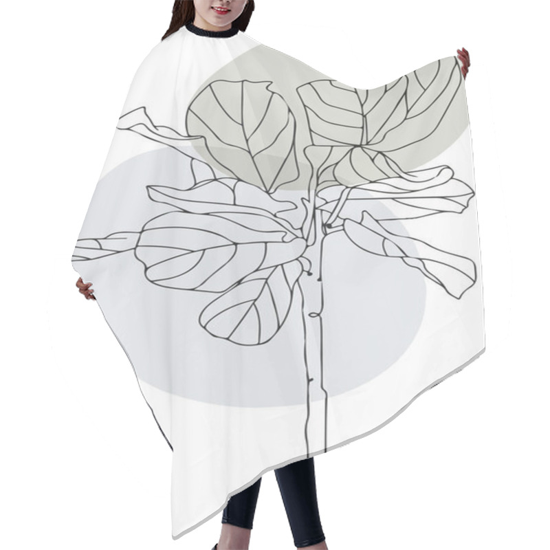 Personality  Hand-drawn Sketch Tropical Plant With Grey Spots On White Background  Hair Cutting Cape