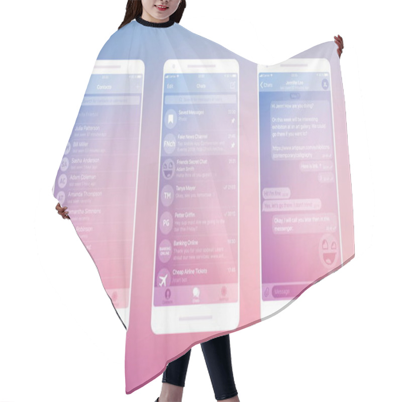 Personality  Messaging App Vector Mockup Hair Cutting Cape