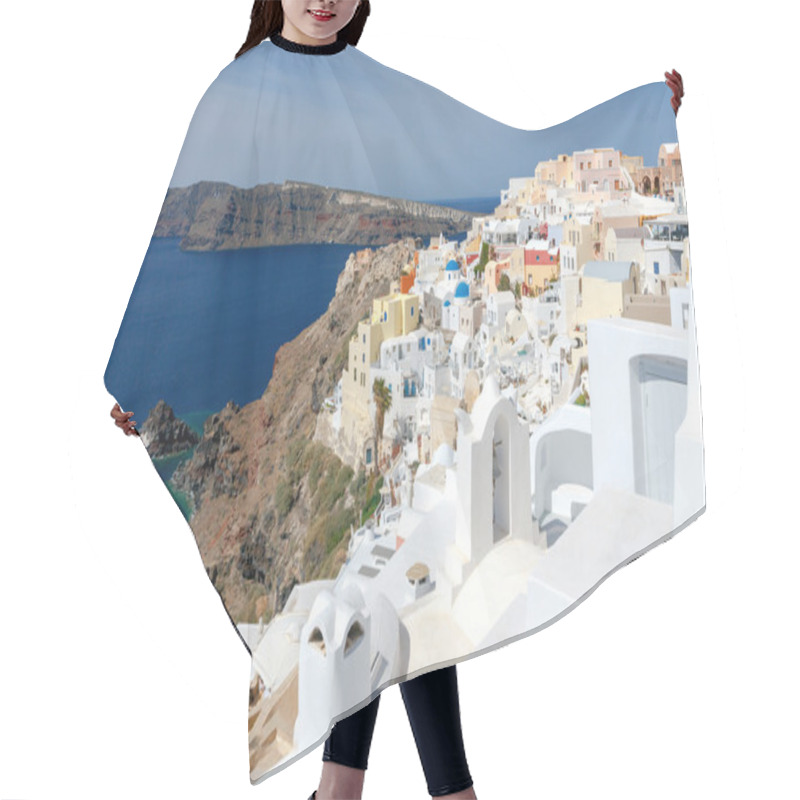 Personality  Oia. Traditional Architecture Of Santorini. Hair Cutting Cape