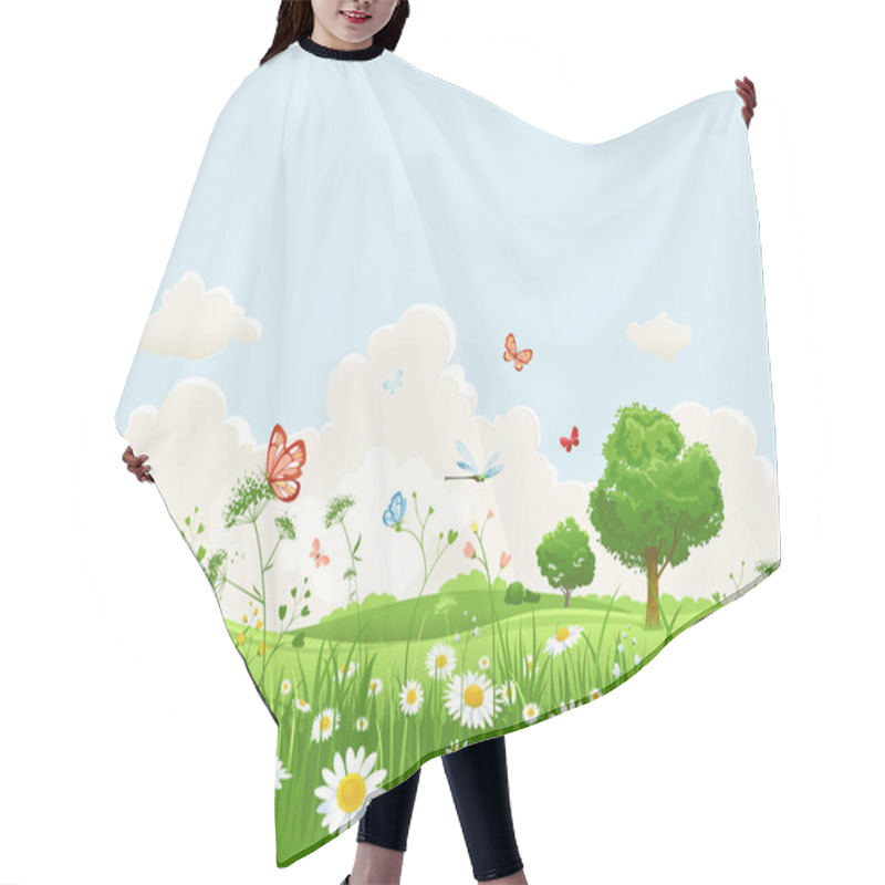 Personality  Summer Landscape With Flowers Hair Cutting Cape