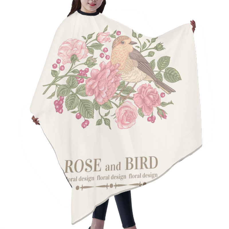 Personality  Background With Bird, Roses Hair Cutting Cape