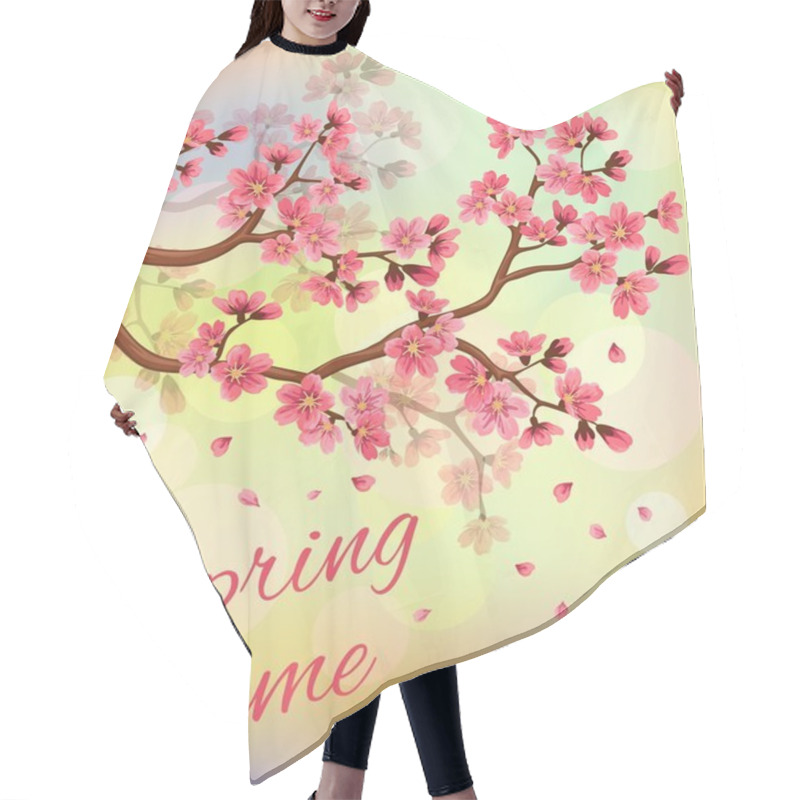 Personality  Background With Sakura Blossoms Hair Cutting Cape