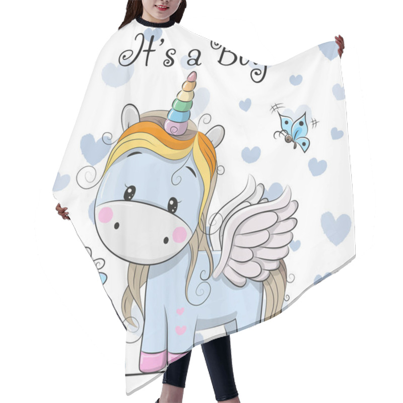 Personality  Baby Shower Greeting Card With Cute Unicorn Boy Hair Cutting Cape