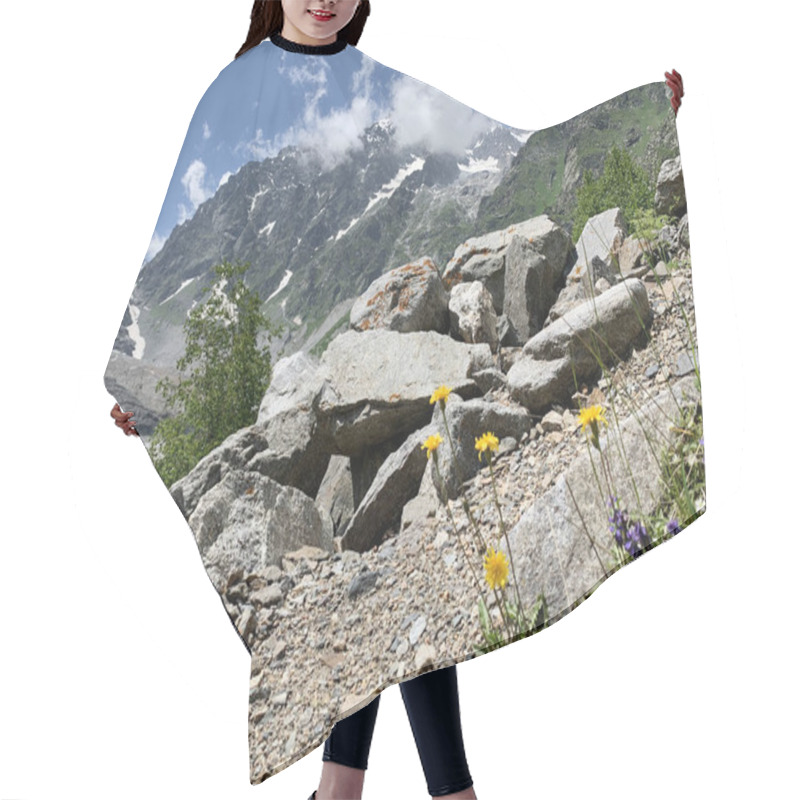 Personality  Russia, North Ossetia. Tsey Gorge And  Glacial In Summer Day Hair Cutting Cape