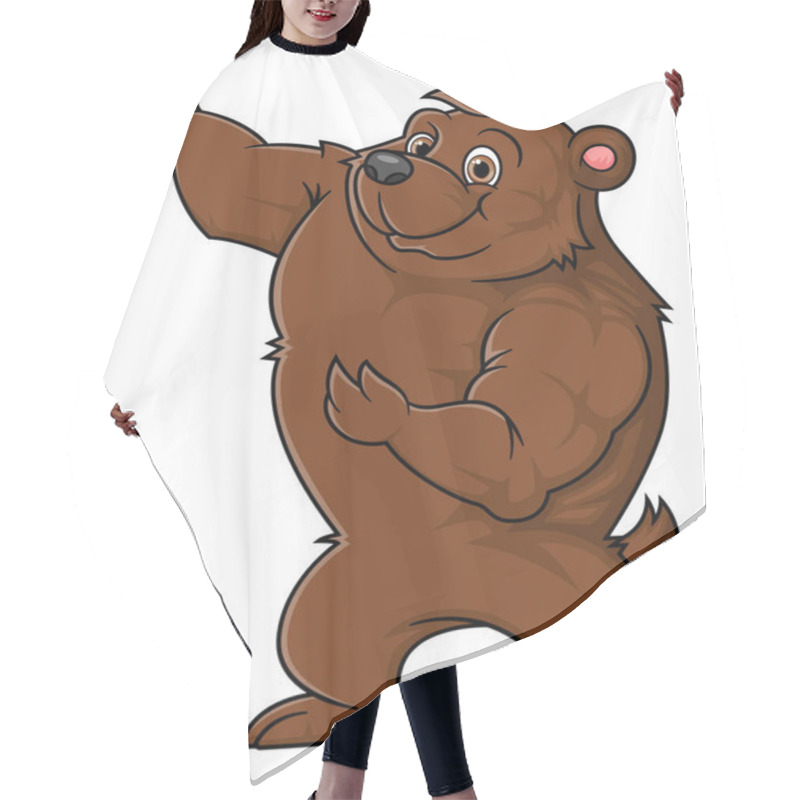 Personality  Strong Bear Cartoon Posing Mascot Character Of Illustration Hair Cutting Cape