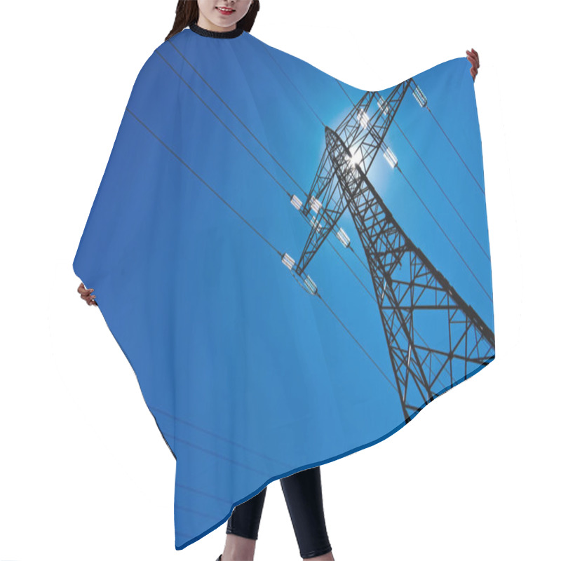 Personality  Electricity Pylon With Sun And Sky Hair Cutting Cape