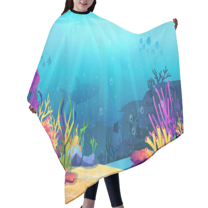 Personality  Underwater World Sea Bottom, Coral Reef, Seaweeds Hair Cutting Cape