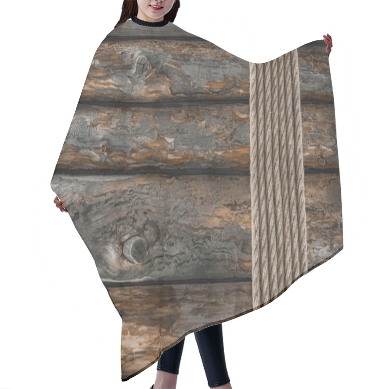 Personality  Flat Lay With Arranged Marine Ropes On Grunge Wooden Tabletop Hair Cutting Cape