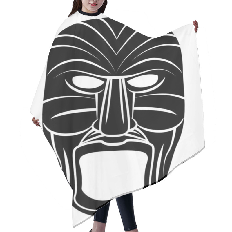 Personality  Totem Mask Black Silhoutte Of Hair Cutting Cape