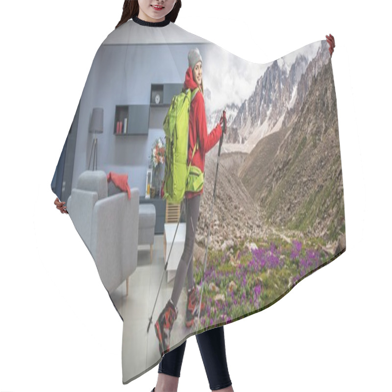 Personality  Sportswoman In Mountains Hair Cutting Cape