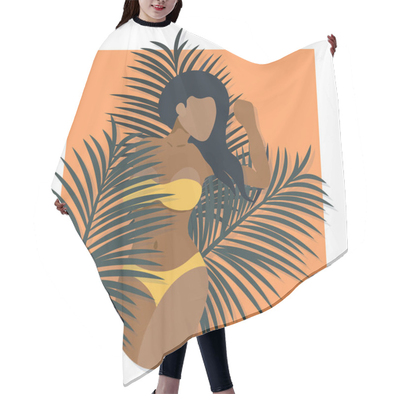 Personality  Beautiful Sexy Girl In Summer Exotic Tropic Leaves Hair Cutting Cape