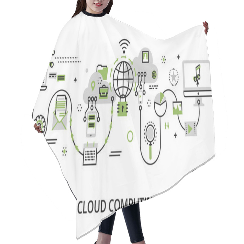 Personality  Concept Of Cloud Computing Technologies, Protect Computer Networ Hair Cutting Cape