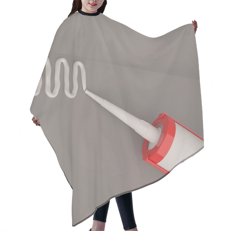 Personality  Visualization Of Silicone Glue Gun Isolated On Dark Background.  Hair Cutting Cape