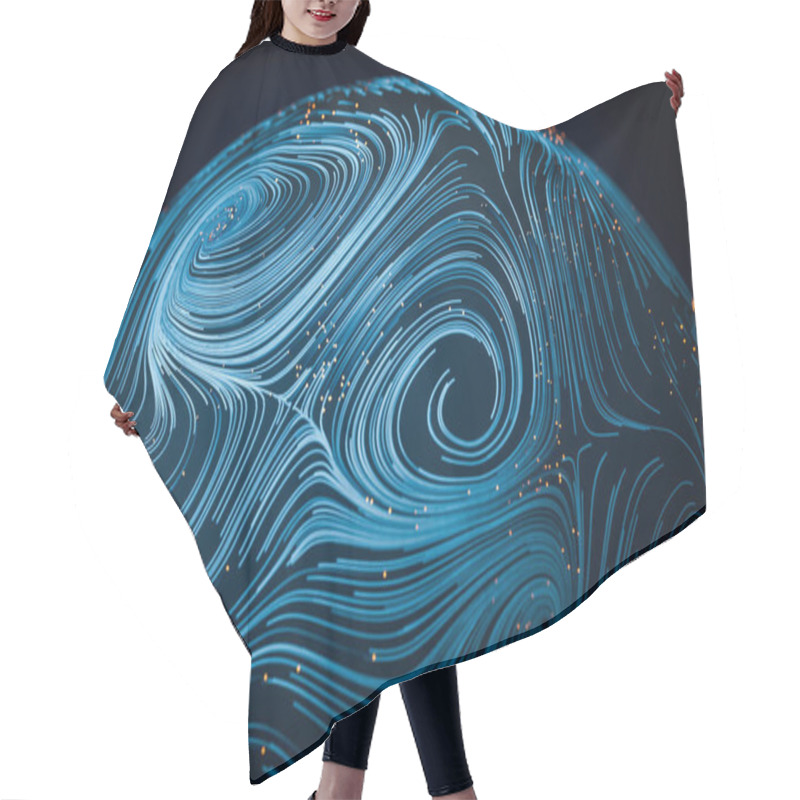 Personality  Wave Pattern With Flowing Curl Lines, 3d Rendering. Computer Digital Drawing. Hair Cutting Cape