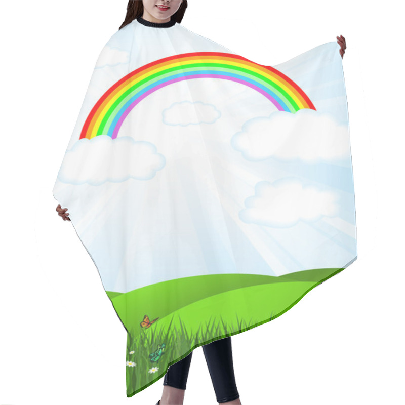 Personality  Rainbow Sky Hair Cutting Cape