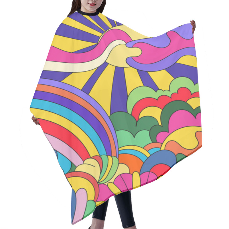 Personality  Concept Of Psychedelic Landcsape Hair Cutting Cape