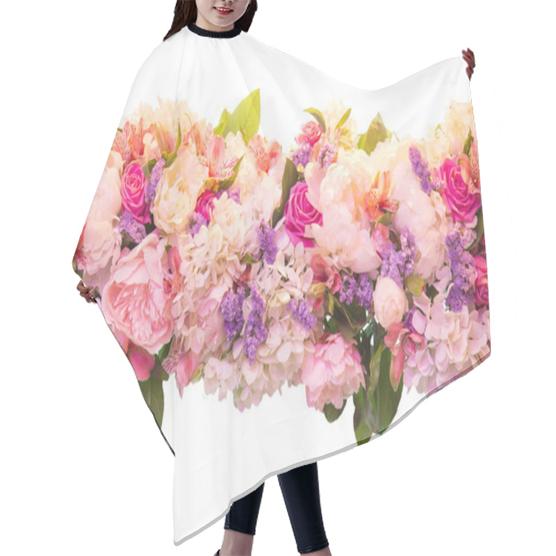 Personality  Bouquet Of Spring Flowers On A White Background Hair Cutting Cape