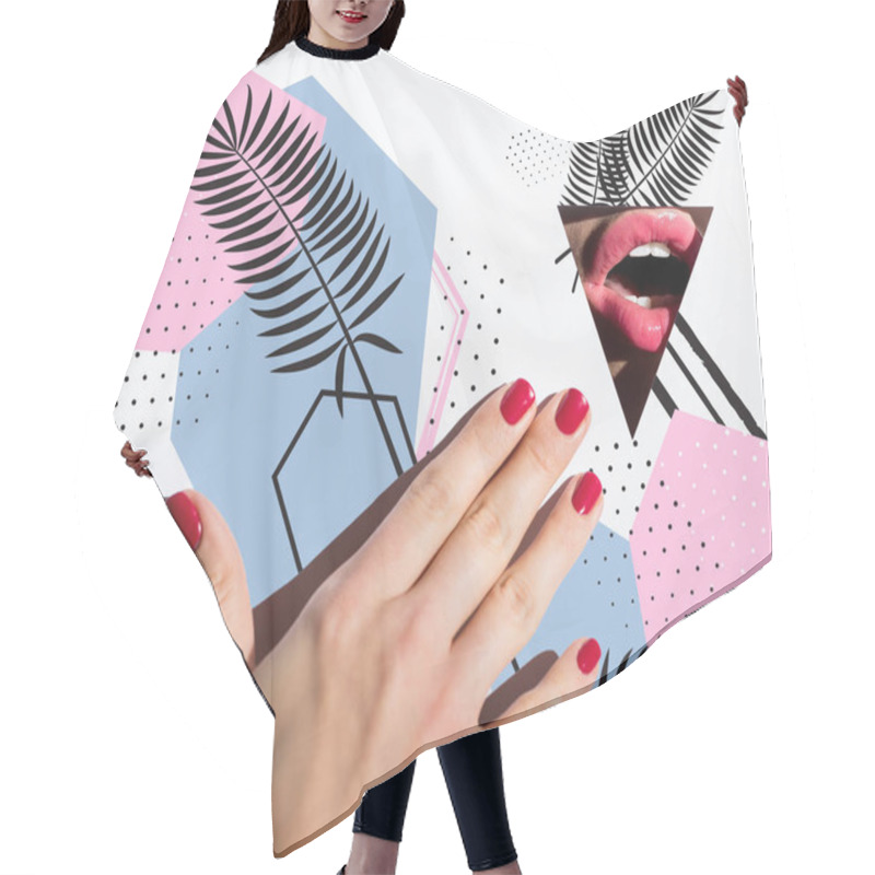 Personality  Woman Lips Behind Triangle Hole Hair Cutting Cape