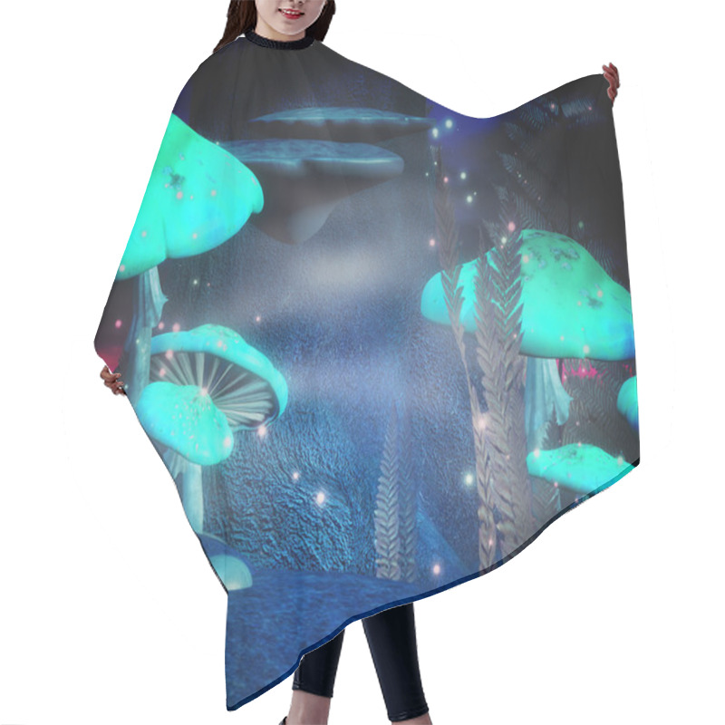 Personality  Magic Mushrooms Night Backdrop Hair Cutting Cape