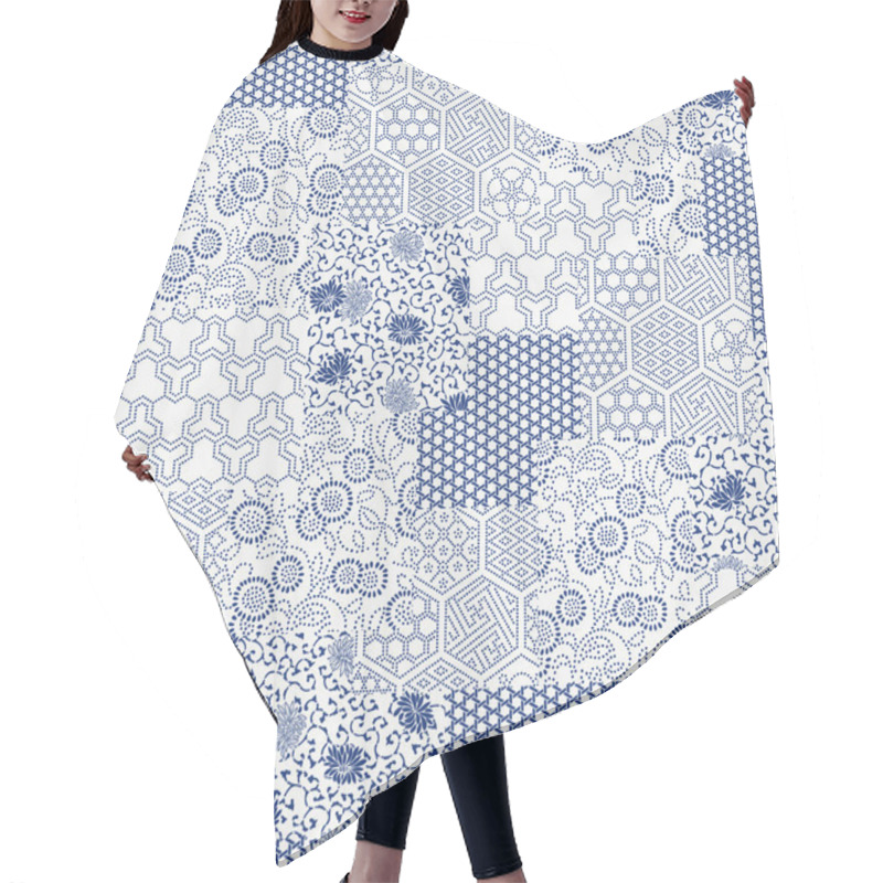 Personality  Japanese Style Pattern Patchwork Hair Cutting Cape