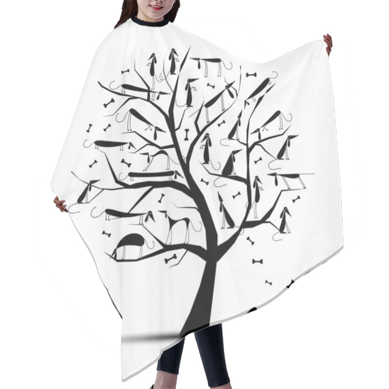 Personality  Funny Tree With Dogs On Branches For Your Design Hair Cutting Cape