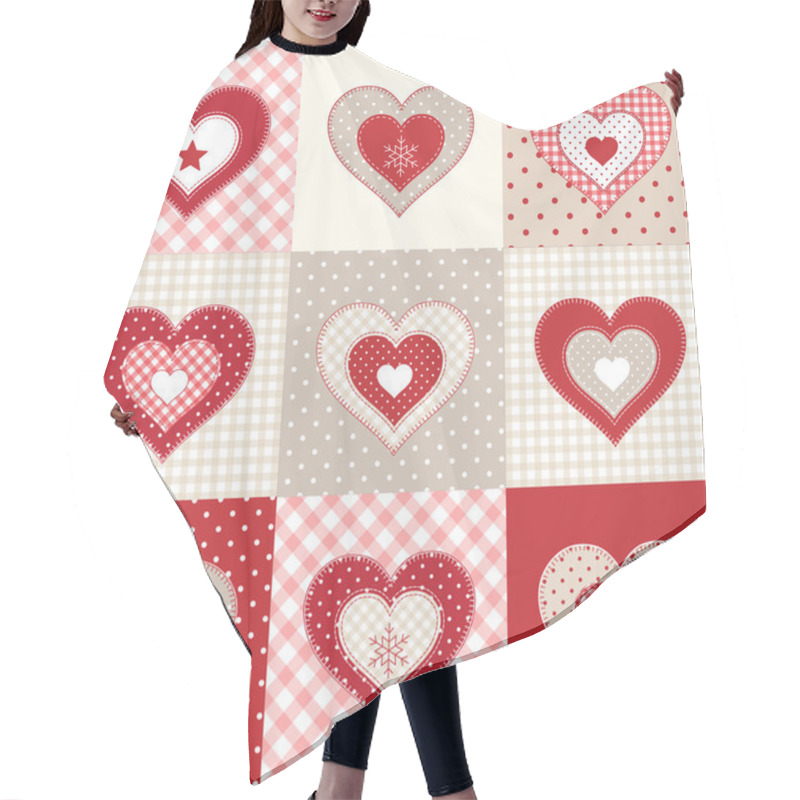 Personality  Set Of Decorative Red Hearts, Illustration Hair Cutting Cape