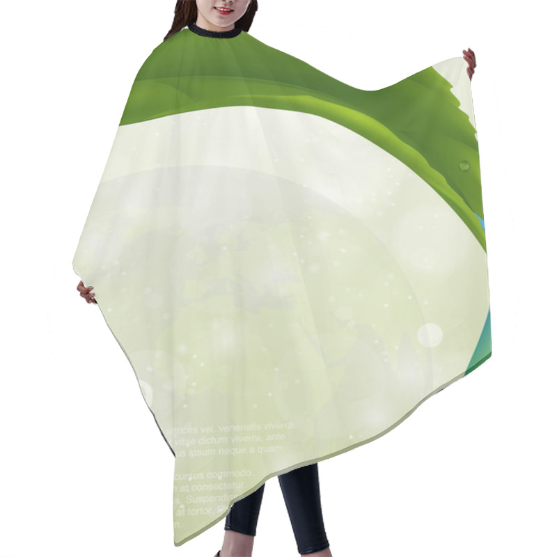 Personality  Green Leaf With A Drop Of Flowing. Ecological Theme Hair Cutting Cape